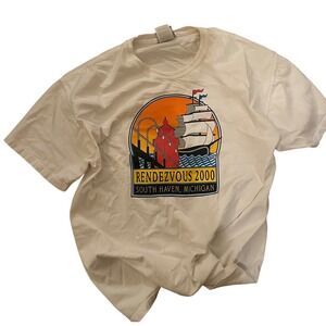 Y2K Street wear South Haven, MI RENDEZVOUS 2000‎ single stitch T-shirt sz Large